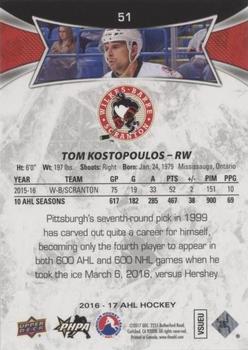 2016-17 Upper Deck AHL - Red #51 Tom Kostopoulos Back