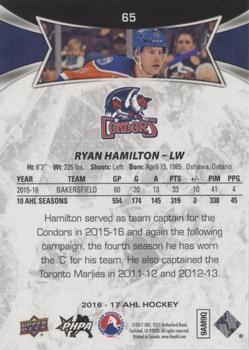 2016-17 Upper Deck AHL - Red #65 Ryan Hamilton Back
