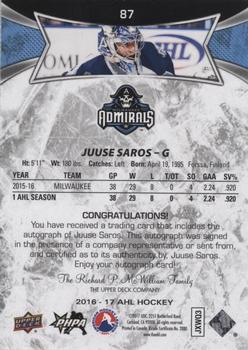 2016-17 Upper Deck AHL - Autographs #87 Juuse Saros Back