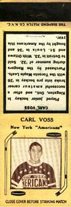 1934-36 Diamond Matchbooks (Tan 2) #NNO Carl Voss Front