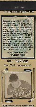 1935-36 Diamond Matchbooks (Tan 3) #NNO Bill Brydge Front