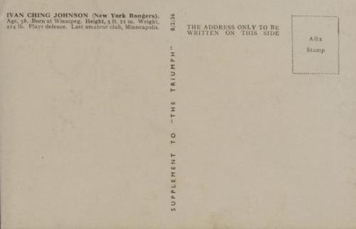 1935-36 Amalgamated Press The Triumph #NNO Ivan Ching Johnson Back