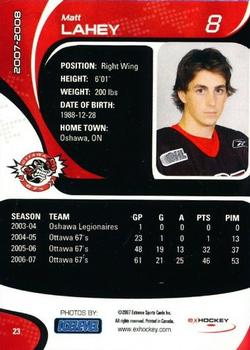 2007-08 Extreme Ottawa 67's (OHL) #23 Matt Lahey Back