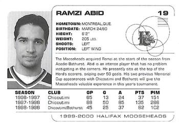 1999-00 Halifax Mooseheads (QMJHL) #NNO Ramzi Abid Back