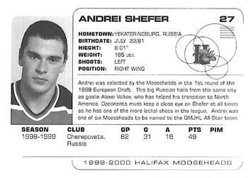 1999-00 Halifax Mooseheads (QMJHL) #NNO Andrei Shefer Back