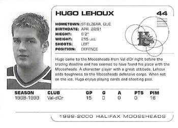 1999-00 Halifax Mooseheads (QMJHL) #NNO Hugo Lehoux Back