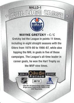 2016-17 O-Pee-Chee Platinum - NHL Logo Crest Die Cuts #NHLLD-1 Wayne Gretzky Back