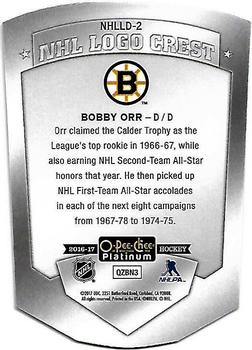 2016-17 O-Pee-Chee Platinum - NHL Logo Crest Die Cuts #NHLLD-2 Bobby Orr Back
