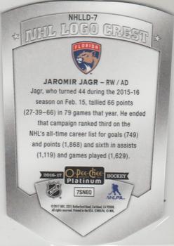 2016-17 O-Pee-Chee Platinum - NHL Logo Crest Die Cuts #NHLLD-7 Jaromir Jagr Back