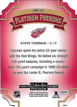 2016-17 O-Pee-Chee Platinum - Platinum Phenoms Die Cuts #OPP-SY Steve Yzerman Back