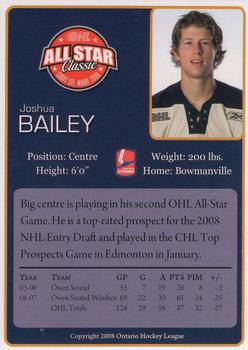 2007-08 OHL All-Stars #NNO Joshua Bailey Back