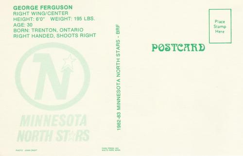 1982-83 Minnesota North Stars Postcards #NNO George Ferguson Back