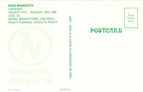 1982-83 Minnesota North Stars Postcards #NNO Dan Mandich Back