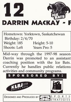 1997-98 Papa John's Austin Ice Bats (WPHL) #NNO Darrin MacKay Back