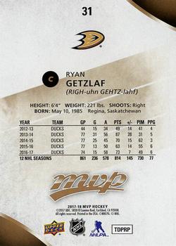 2017-18 Upper Deck MVP #31 Ryan Getzlaf Back