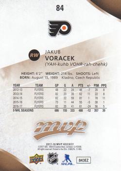 2017-18 Upper Deck MVP #84 Jakub Voracek Back