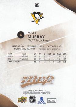 2017-18 Upper Deck MVP #95 Matt Murray Back