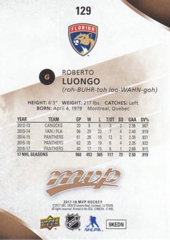 2017-18 Upper Deck MVP #129 Roberto Luongo Back