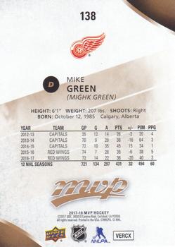 2017-18 Upper Deck MVP #138 Mike Green Back