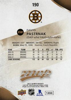 2017-18 Upper Deck MVP #190 David Pastrnak Back