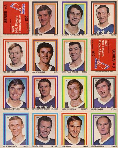1972-73 Eddie Sargent NHL Players Stickers - Sheets #3 Series #3 Front