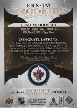 2016-17 Upper Deck Ice - 2016-17 Upper Deck Exquisite Collection Rookie Signatures #ERS-JM Josh Morrissey Back