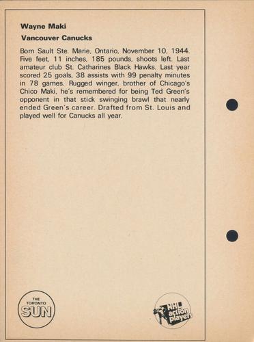 1971-72 Toronto Sun NHL Action Players #NNO Wayne Maki Back