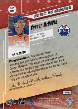 2017 Upper Deck National Hockey Card Day Canada - Autographs #CAN-CM Connor McDavid Back