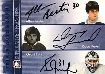 2008-09 In The Game Superlative Franchise - Triple Autographs #TA-BFF Allan Bester / Doug Favell / Grant Fuhr Front