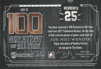 2017 Leaf In The Game Stickwork - 100 Greatest of All-Time Relics #GAT-31 Joe Nieuwendyk Back