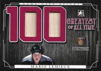 2017 Leaf In The Game Stickwork - 100 Greatest of All-Time Relics - Red #GAT-40 Mario Lemieux Front