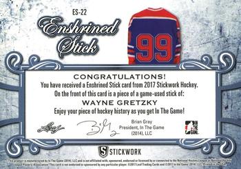 2017 Leaf In The Game Stickwork - Enshrined Stick Relics - Red #ES-22 Wayne Gretzky Back