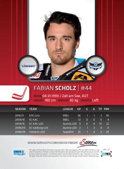 2011-12 Austrian EBEL #EBEL-116 Fabian Scholz Back