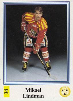 1991-92 Semic Elitserien (Swedish) Stickers #34 Mikael Lindman Front