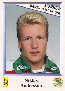 1991-92 Semic Elitserien (Swedish) Stickers #317 Niklas Andersson Front