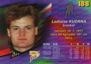 2000-01 Czech OFS #188 Ladislav Kudrna Back