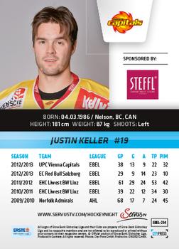 2013-14 Austrian EBEL #234 Justin Keller Back
