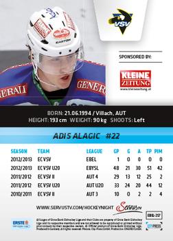 2013-14 Austrian EBEL #257 Adis Alagic Back