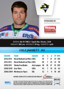 2013-14 Austrian EBEL #80 Cole Jarrett Back