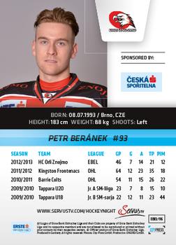 2013-14 Austrian EBEL #116 Petr Beranek Back