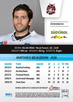 2013-14 Austrian EBEL #216 Matt Beaudoin Back