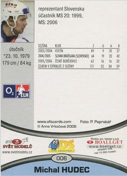 2006-07 Czech OFS #6 Michal Hudec Back