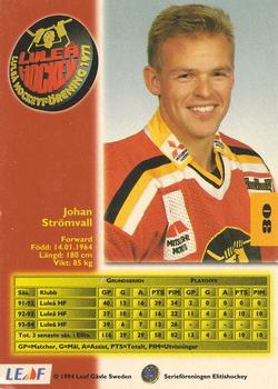 1994-95 Leaf Elit Set (Swedish) #30 Johan Stromvall Back