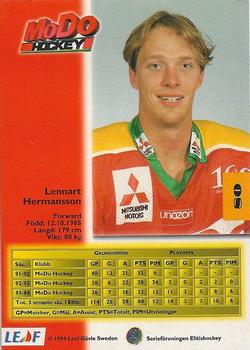 1994-95 Leaf Elit Set (Swedish) #80 Lennart Hermansson Back