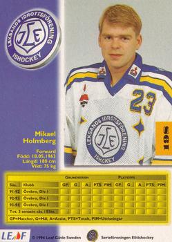 1994-95 Leaf Elit Set (Swedish) #198 Mikael Holmberg Back