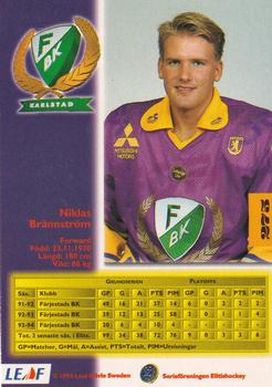 1994-95 Leaf Elit Set (Swedish) #275 Niklas Brannstrom Back