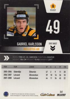 2008-09 SHL Elitset #261 Gabriel Karlsson Back