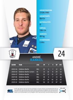 2010-11 Playercards (DEL) #DEL-033 Andre Rankel Back