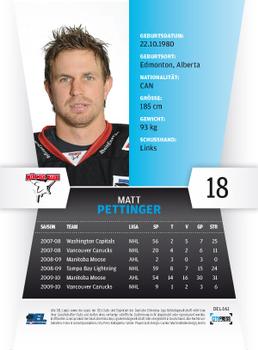 2010-11 Playercards (DEL) #DEL-161 Matt Pettinger Back