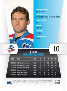 2010-11 Playercards (DEL) #DEL-244 Colin Beardsmore Back